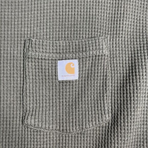 Carhartt T-Shirt Womens XL 16-18 Long Sleeve Work Green Waffle knit Thermal - Picture 2 of 6